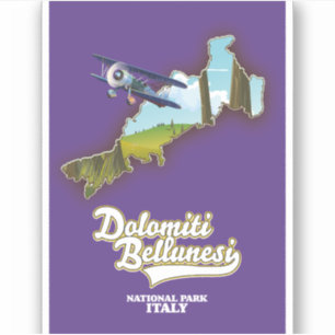 Pegatina mapa del parque nacional de dolomiti bellunesi