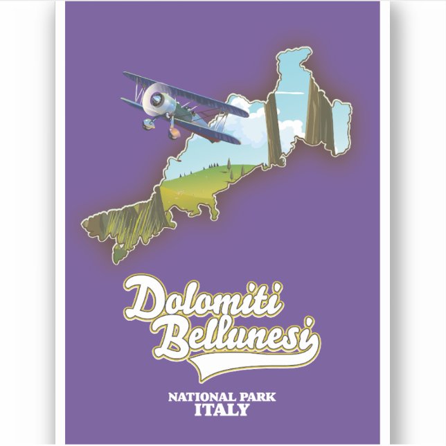 Pegatina mapa del parque nacional de dolomiti bellunesi (Anverso)