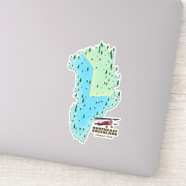 Pegatina Mapa del Parque Nacional del Noreste de Groenlandi (Detalle)