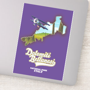 Pegatina mapa del parque nacional dolomiti bellunesi italia