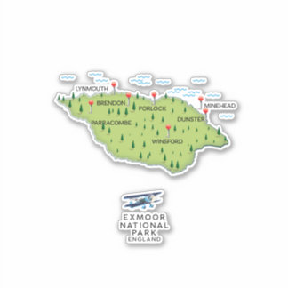 Pegatina Mapa del Parque Nacional Exmoor