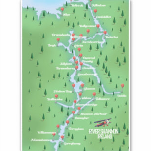 Pegatina Mapa del río Shannon Irlanda