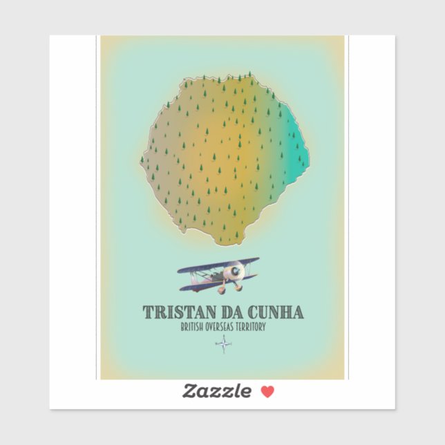 Pegatina Mapa del Territorio Británico de Ultramar de Trist (Hoja)