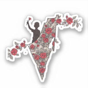 Pegatina mapa floral palestino