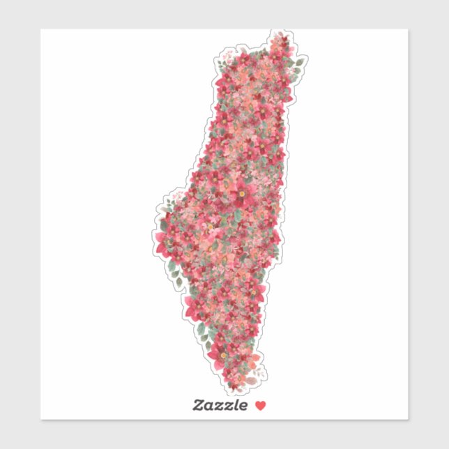 Pegatina Mapa floral palestino de libertad artística para p (Hoja)