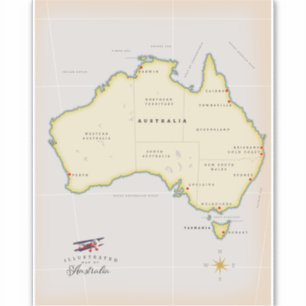 Pegatina Mapa ilustrado de Australia