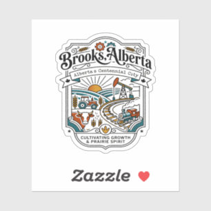 Pegatina Mapa Ilustrado de Brooks Alberta Canadá