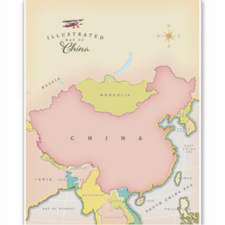 Pegatina Mapa ilustrado de china
