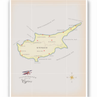 Pegatina Mapa ilustrado de Chipre.