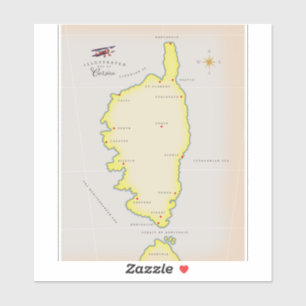 Pegatina Mapa ilustrado de Córcega