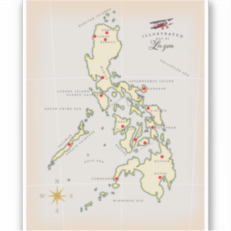 Pegatina Mapa ilustrado de Filipinas de Luzón