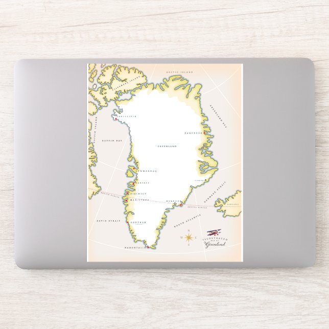 Pegatina Mapa ilustrado de Groenlandia (Ordenador)