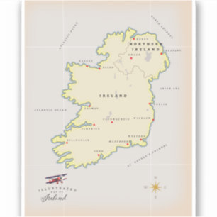 Pegatina Mapa ilustrado de Irlanda