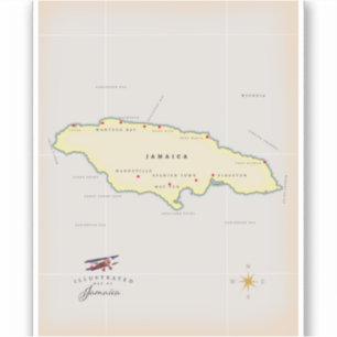 Pegatina Mapa ilustrado de Jamaica.