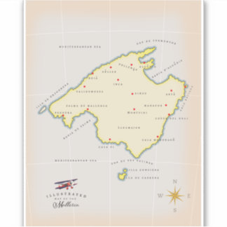 Pegatina Mapa ilustrado de Mallorca