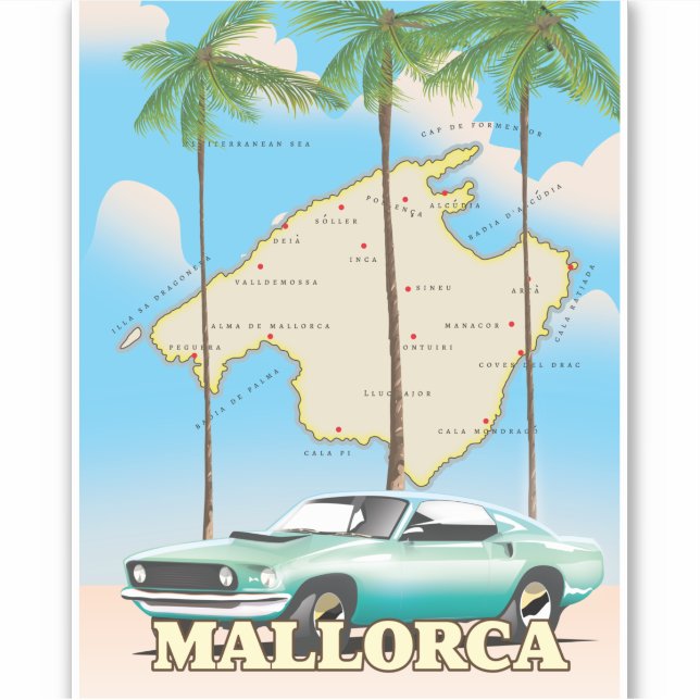 Pegatina Mapa ilustrado de Mallorca (Anverso)