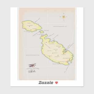 Pegatina Mapa ilustrado de Malta
