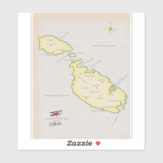 Pegatina Mapa ilustrado de Malta