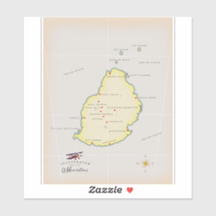 Pegatina Mapa ilustrado de Mauricio