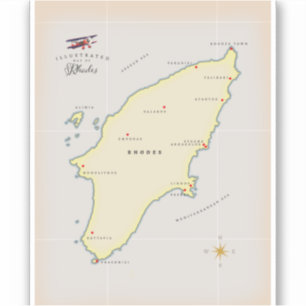 Pegatina Mapa ilustrado de Rodas.