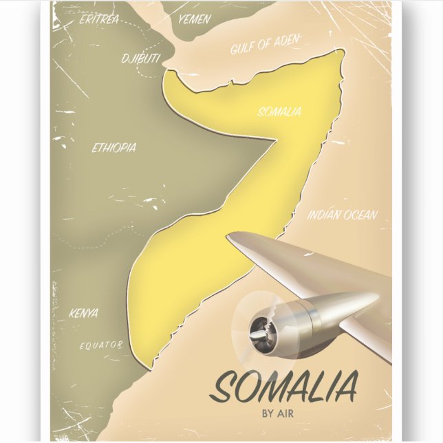 Pegatina mapa ilustrado de Somalia (Anverso)