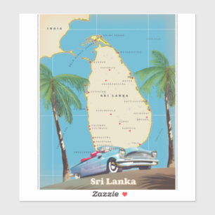 Pegatina Mapa ilustrado de Sri Lanka