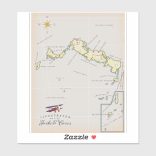 Pegatina Mapa ilustrado de Turks y Caicos