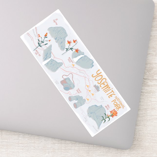 Pegatina Mapa ilustrado del Parque Nacional Yosemite de Cal (Detalle)