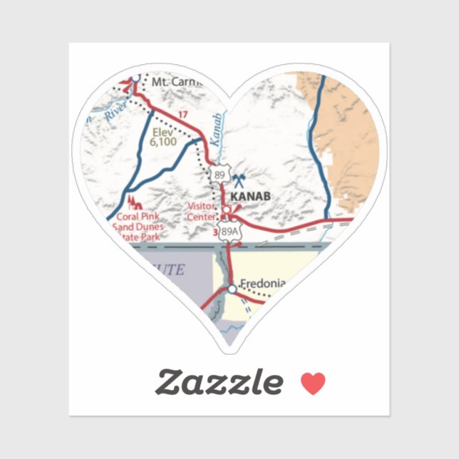 Pegatina Mapa Kanab Utah (Hoja)