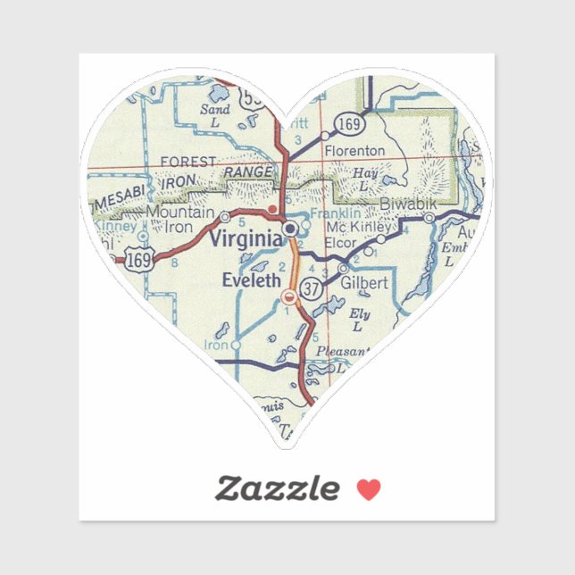 Pegatina Mapa MN de Virginia (Hoja)
