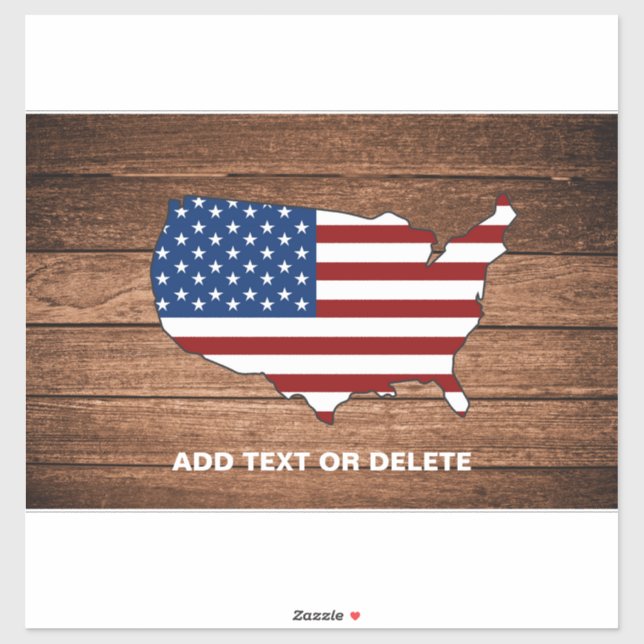 Pegatina Mapa moderno de arte de madera de América (Hoja)