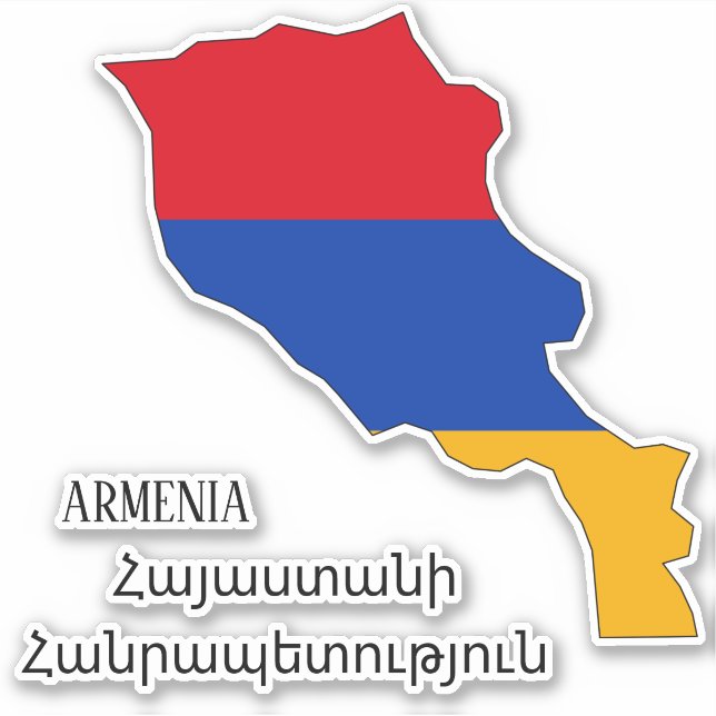 Pegatina Mapa patriótico con bandera de Armenia (Anverso)