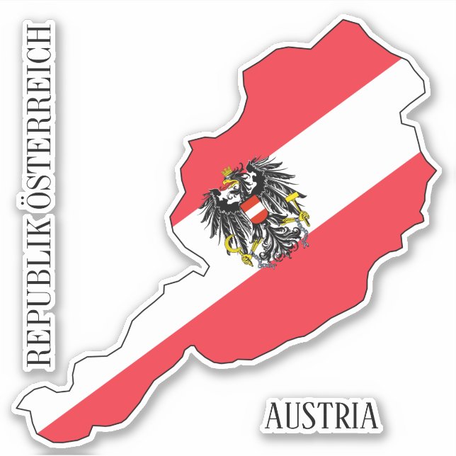 Pegatina Mapa patriótico con bandera de Austria (Anverso)