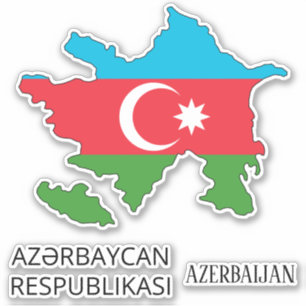 Pegatina Mapa patriótico con bandera de Azerbaiyán