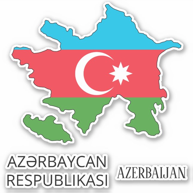 Pegatina Mapa patriótico con bandera de Azerbaiyán (Anverso)
