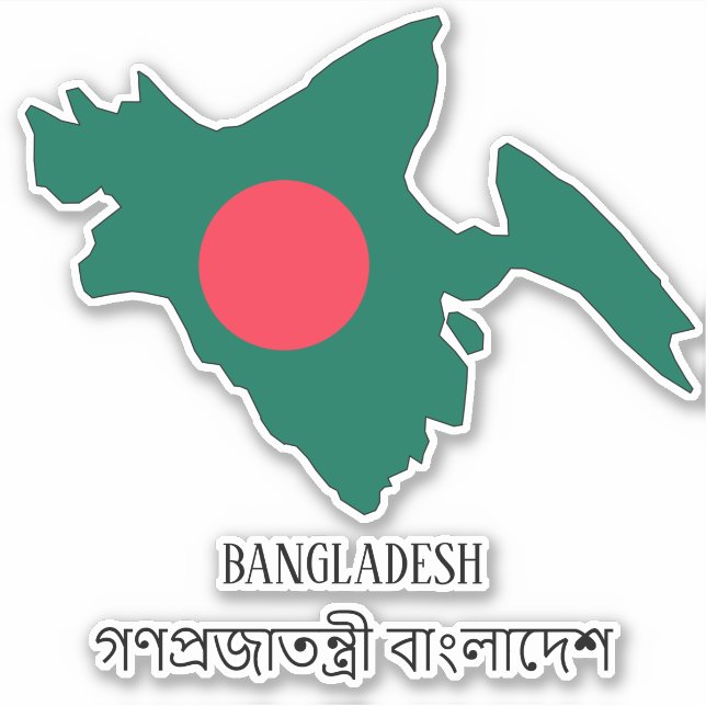 Pegatina Mapa patriótico con bandera de Bangladesh (Anverso)