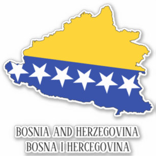 Pegatina Mapa patriótico con bandera de Bosnia y Herzegovin
