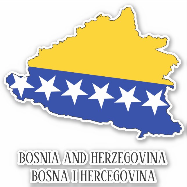 Pegatina Mapa patriótico con bandera de Bosnia y Herzegovin (Anverso)