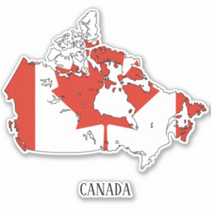 Pegatina Mapa patriótico con bandera de Canadá