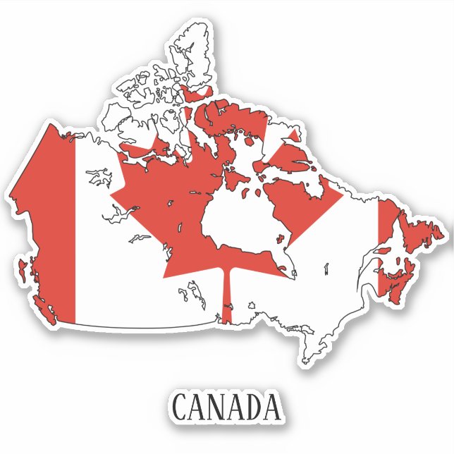 Pegatina Mapa patriótico con bandera de Canadá (Anverso)