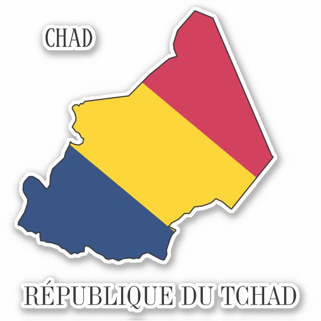 Pegatina Mapa patriótico con bandera de Chad (Anverso)