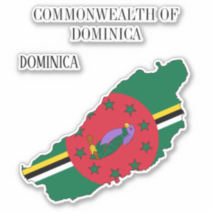 Pegatina Mapa patriótico con bandera de Dominica