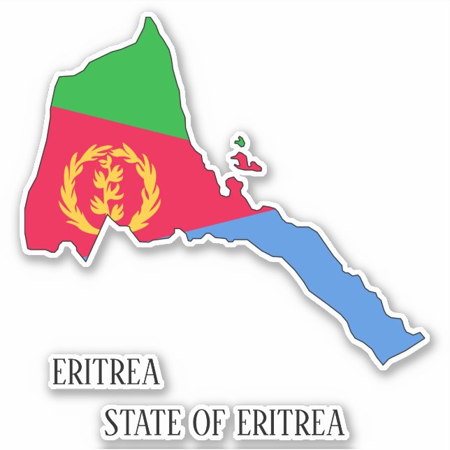 Pegatina Mapa patriótico con bandera de Eritrea (Anverso)