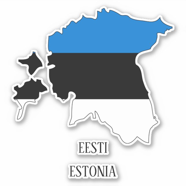 Pegatina Mapa patriótico con bandera de Estonia (Anverso)