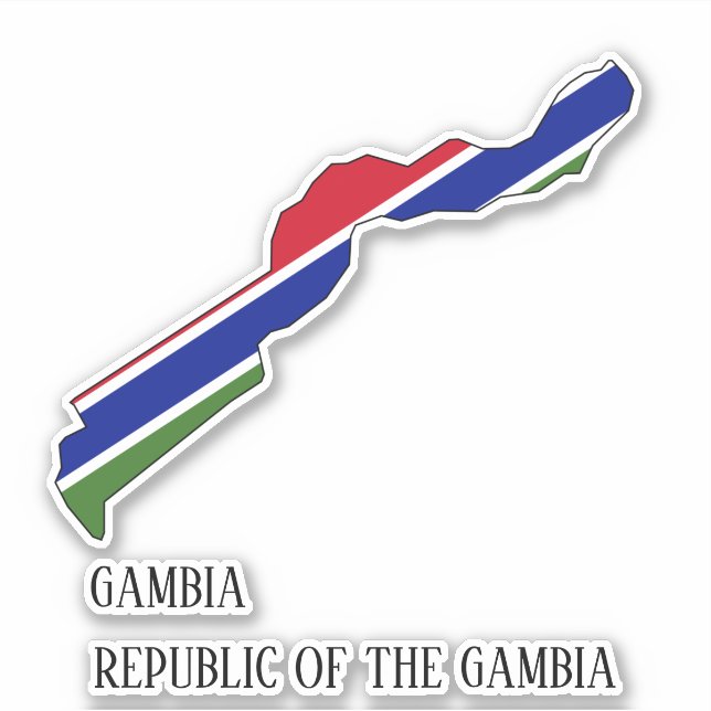 Pegatina Mapa patriótico con bandera de Gambia (Anverso)