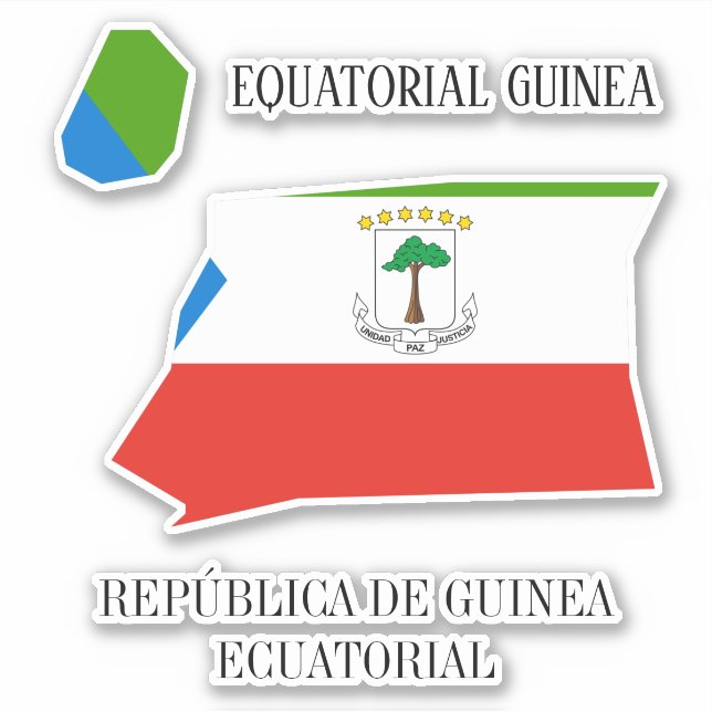 Pegatina Mapa patriótico con bandera de Guinea Ecuatorial (Anverso)