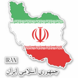 Pegatina Mapa patriótico con bandera de Irán