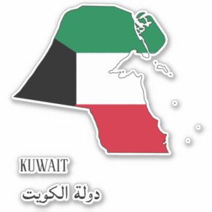 Pegatina Mapa patriótico con bandera de Kuwait