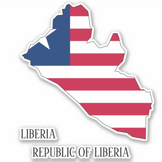 Pegatina Mapa patriótico con bandera de Liberia (Anverso)