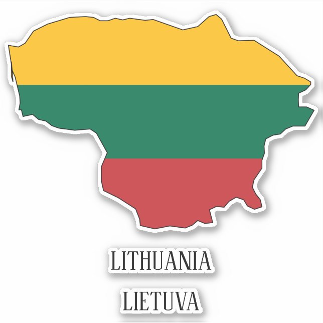 Pegatina Mapa patriótico con bandera de Lituania (Anverso)